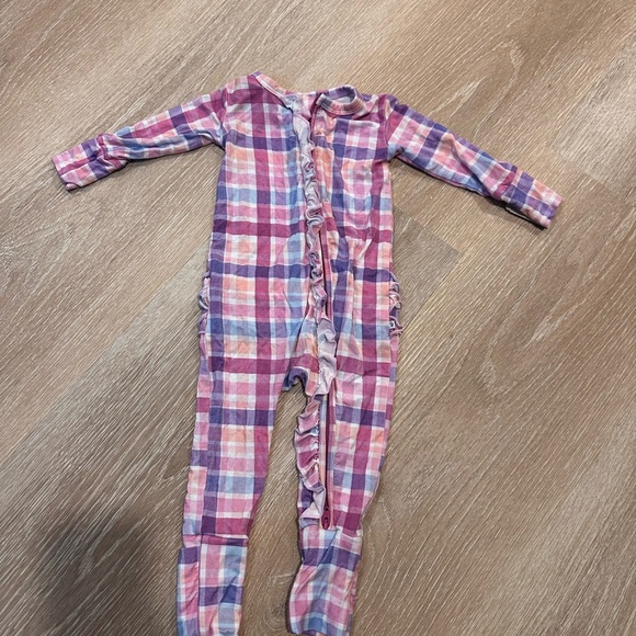 Birdie Bean Other - Bamboo Plaid Kids Footie in Pink and Purple